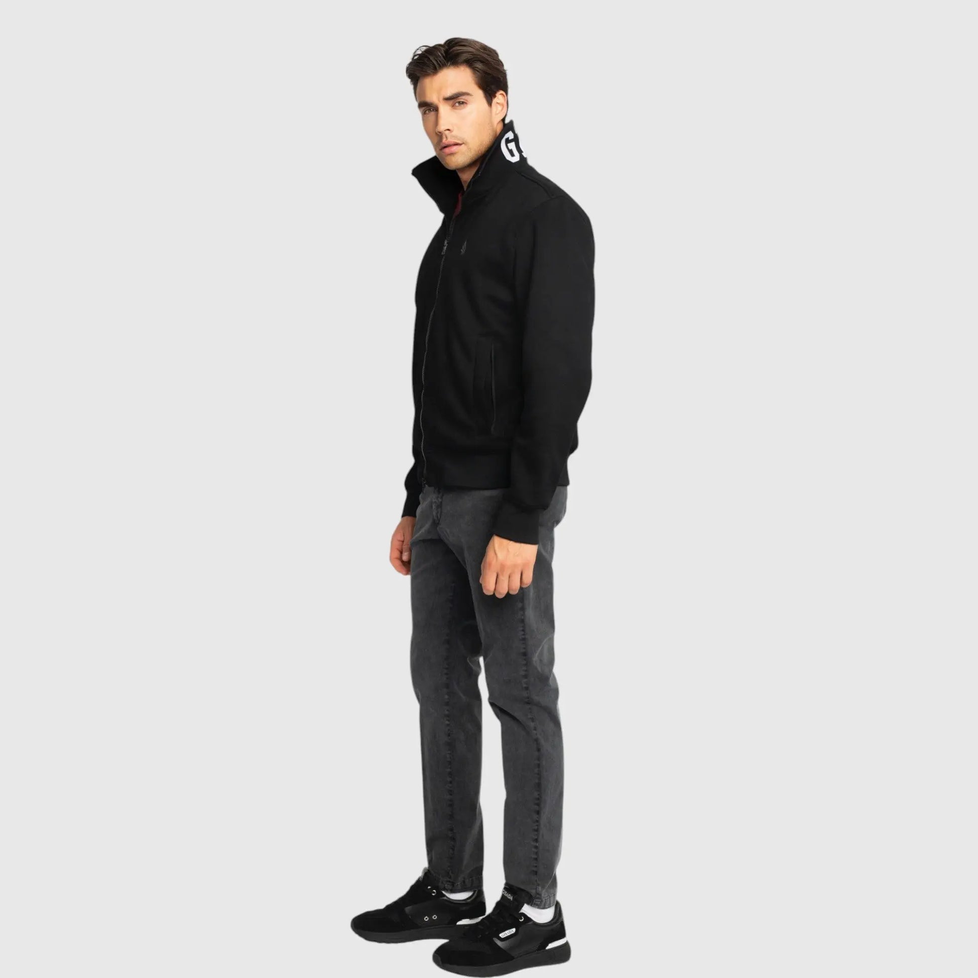 Regular Fit Windbreaker in Knit with Collar Print and Wing on Front Gisada Jacket