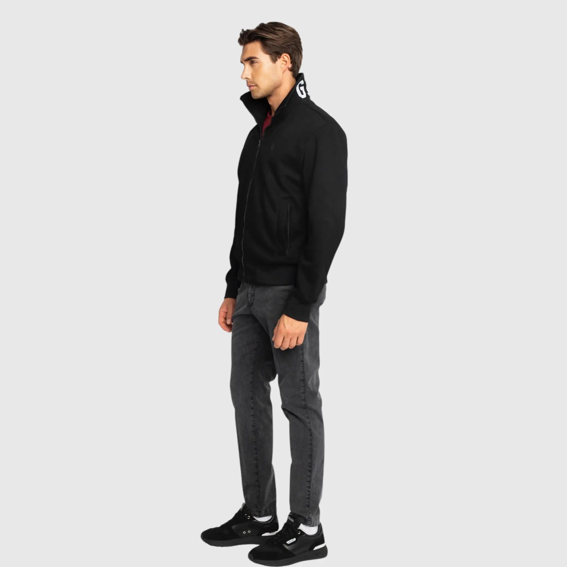 Regular Fit Windbreaker in Knit with Collar Print and Wing on Front Gisada Jacket