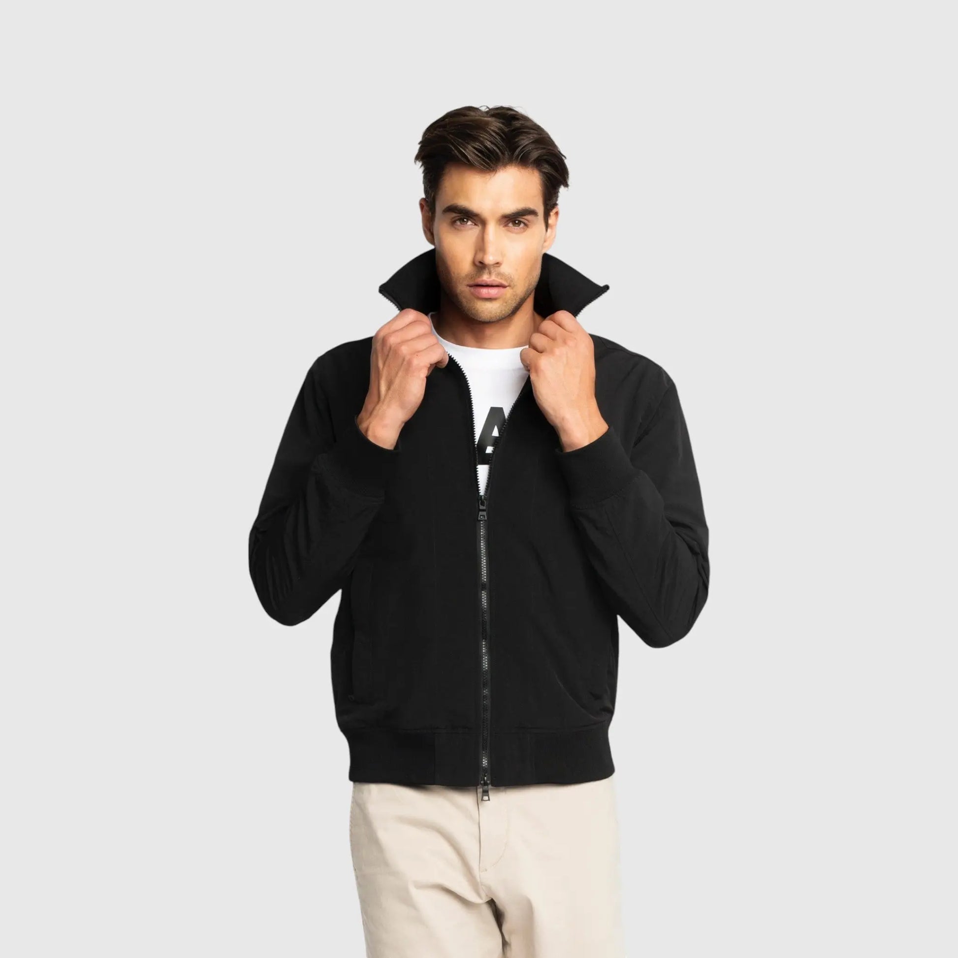 Regular Fit Windbreaker in Nylon with Collar Print and Wing on Front - Gisada.com