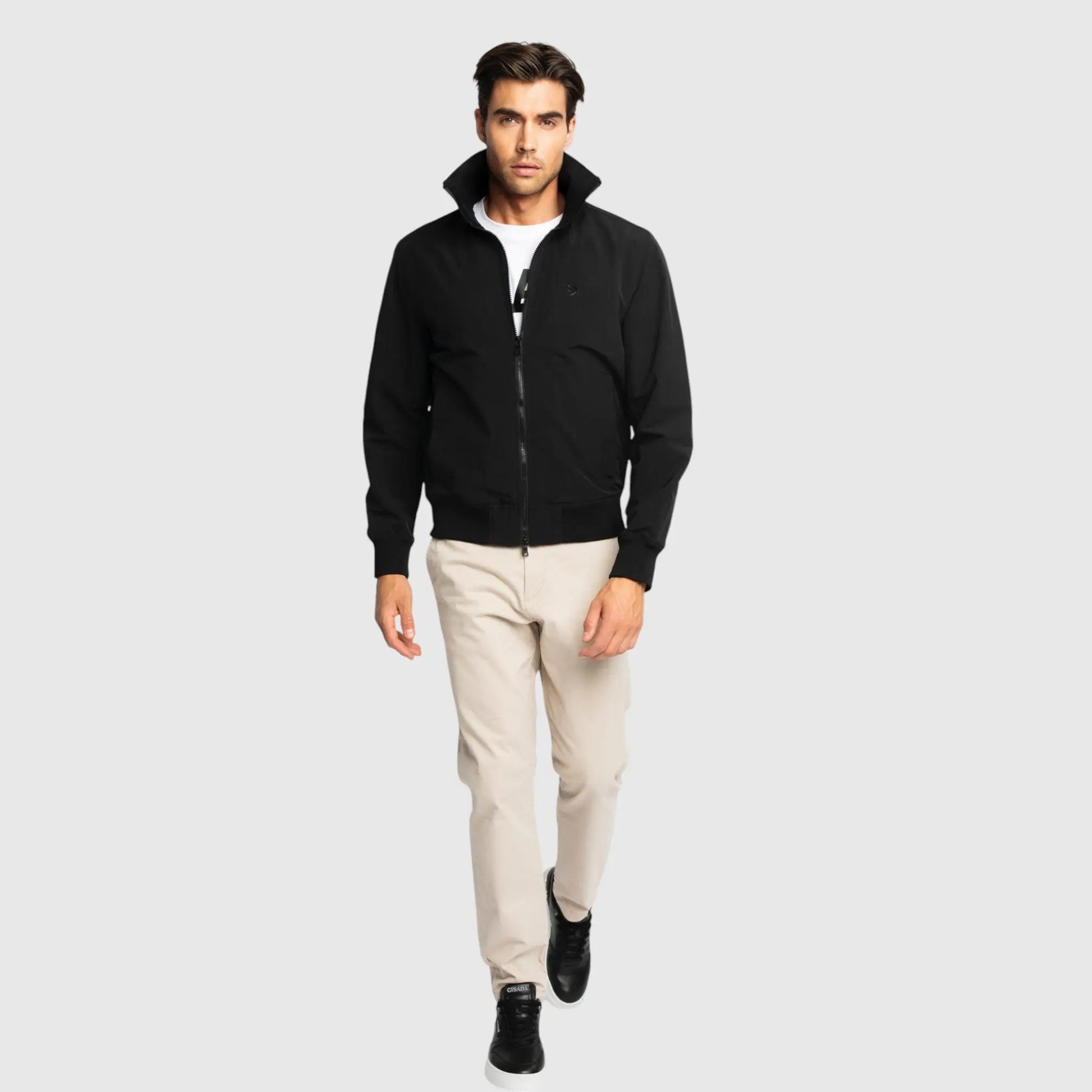 Regular Fit Windbreaker in Nylon with Collar Print and Wing on Front - Gisada.com