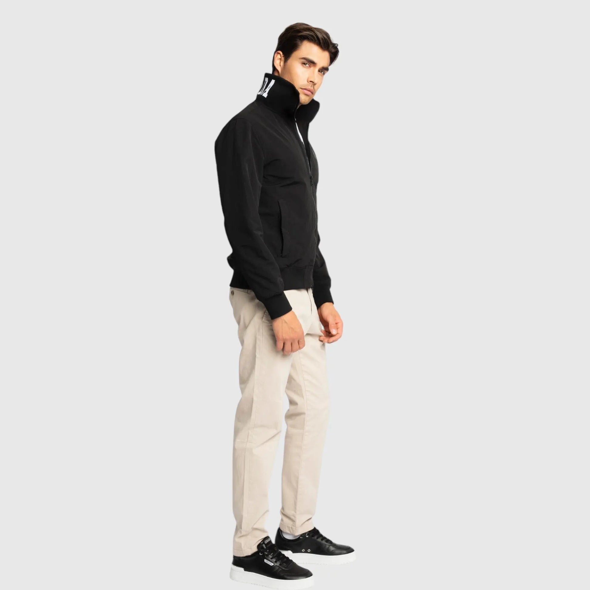 Regular Fit Windbreaker in Nylon with Collar Print and Wing on Front - Gisada.com