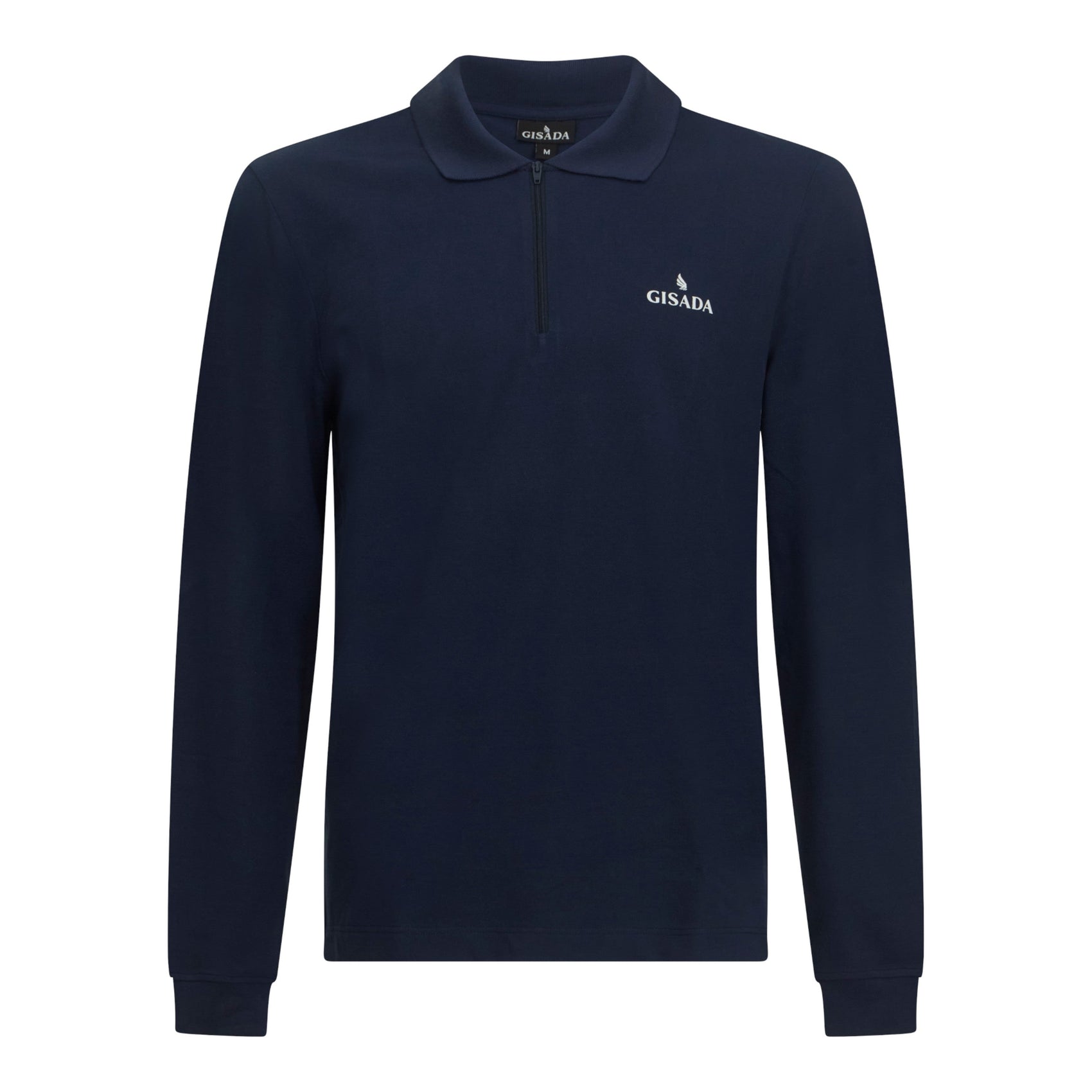 Regular Fit Zip-Up Polo in Luxe Interlock Piquet with Rubber Gisada Logo Gisada Polo