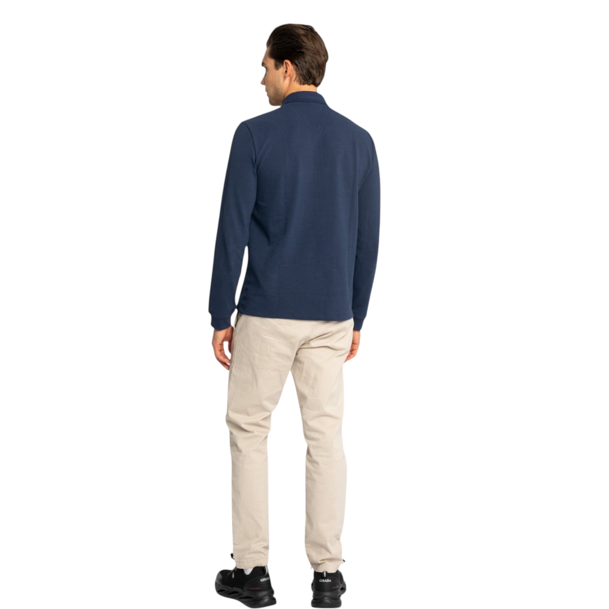 Regular Fit Zip-Up Polo in Luxe Interlock Piquet with Rubber Gisada Logo Gisada Polo