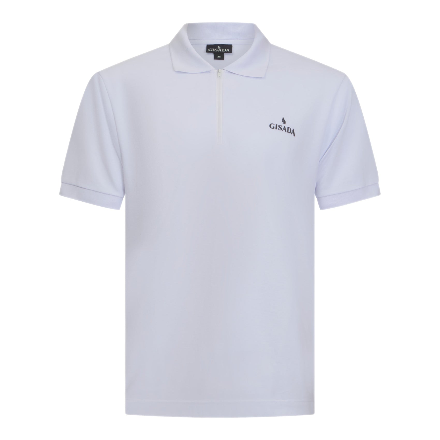 Regular Fit Zip-Up Polo in Luxe Interlock Piquet with Rubber Logo Gisada Polo