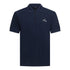 Front view of Gisada navy zip polo shirt in interlock piqué cotton