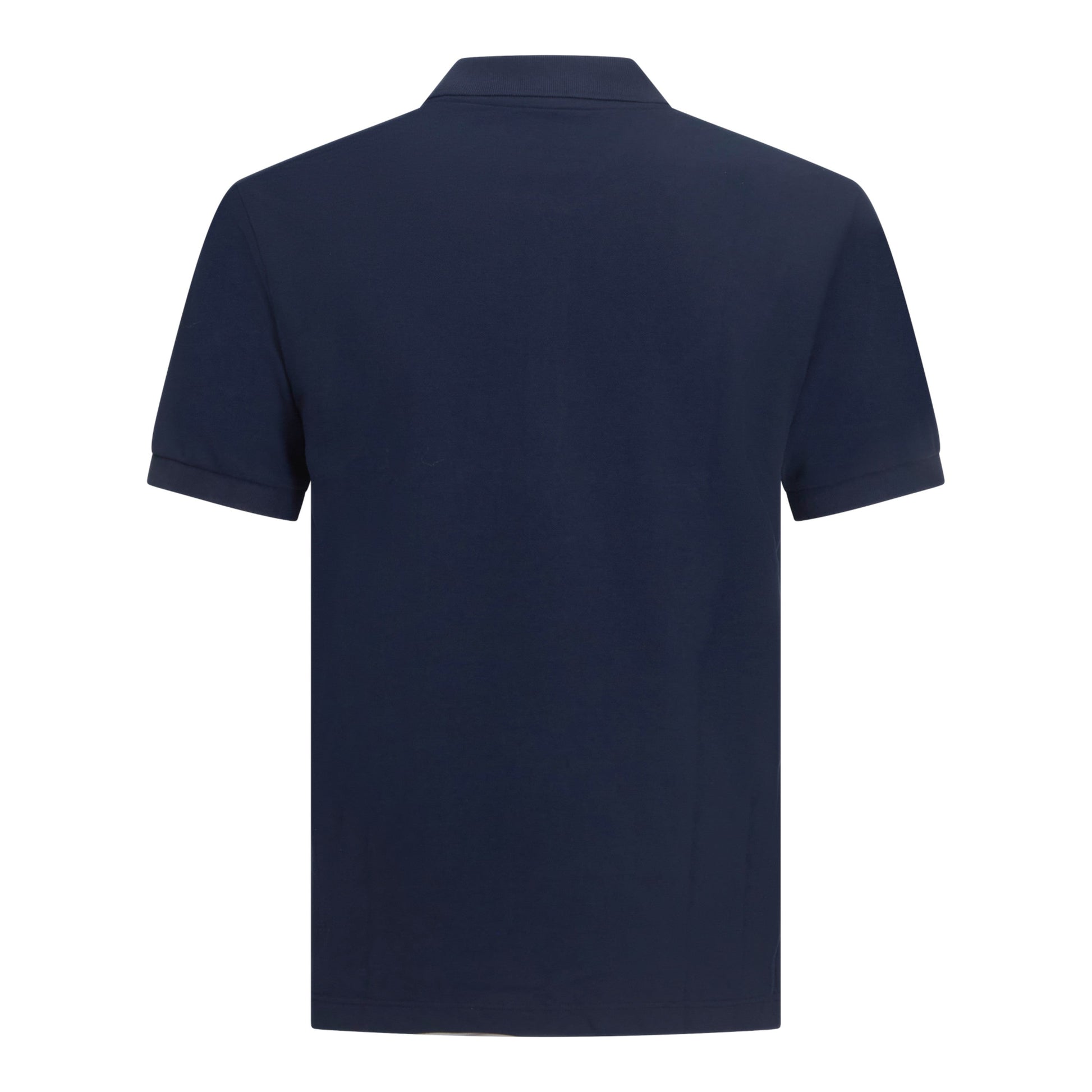Back view of regular-fit navy polo shirt by Gisada