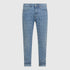 Front view of Gisada slim-fit monogram jeans in light blue denim