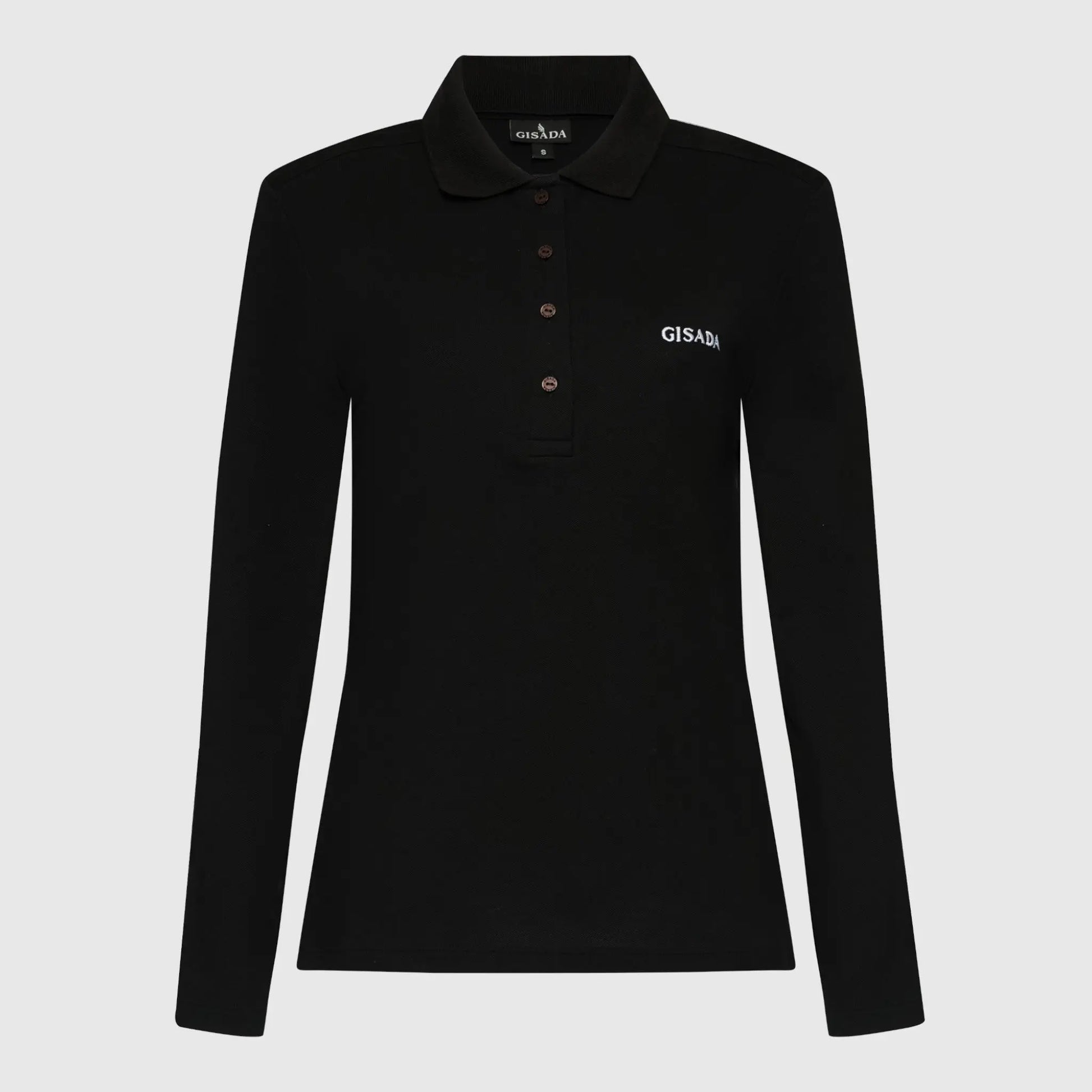 Slim Fit Long Sleeves Polo in Interlock Piquet with Embroidery Gisada Logo Gisada Polo
