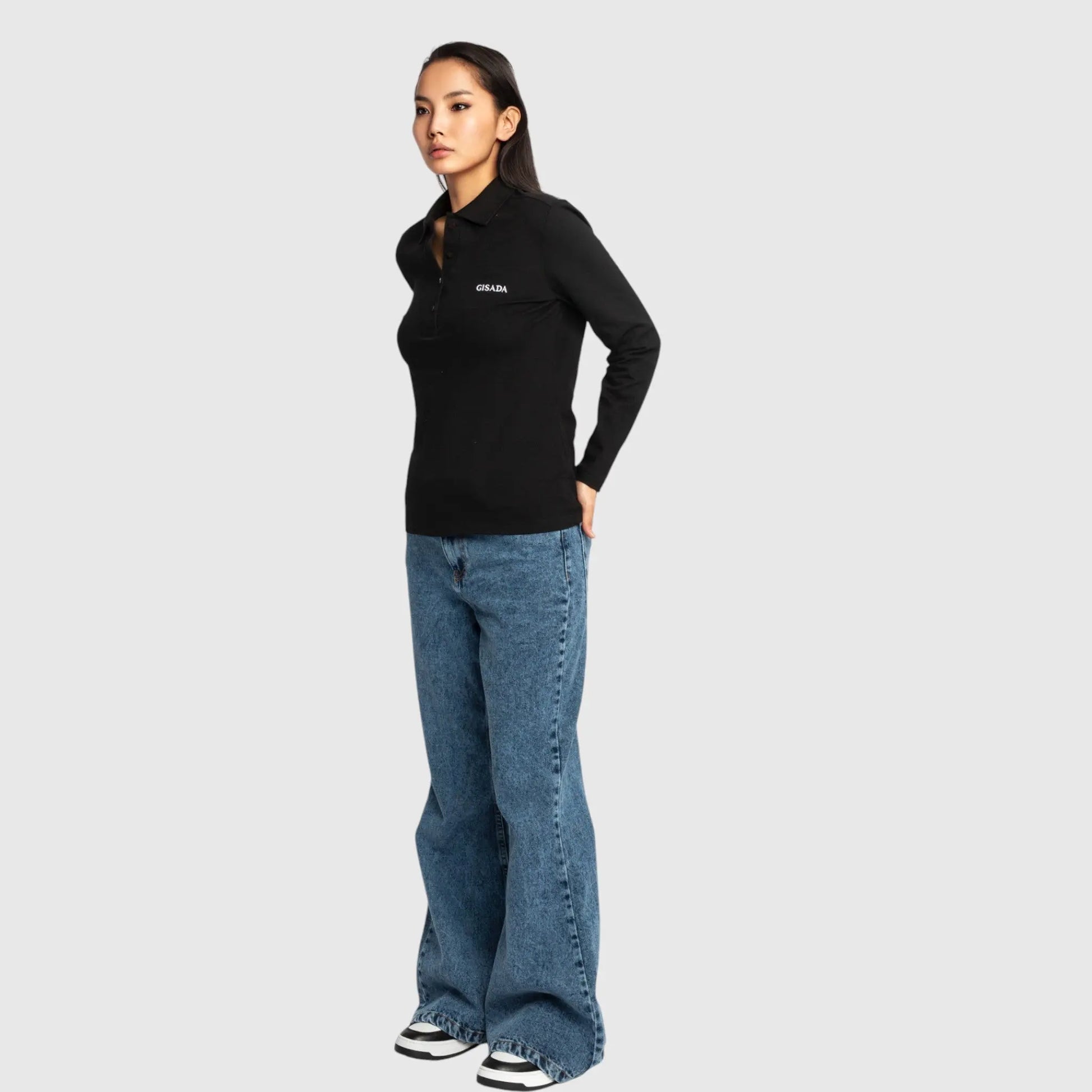 Slim Fit Long Sleeves Polo in Interlock Piquet with Embroidery Gisada Logo Gisada Polo