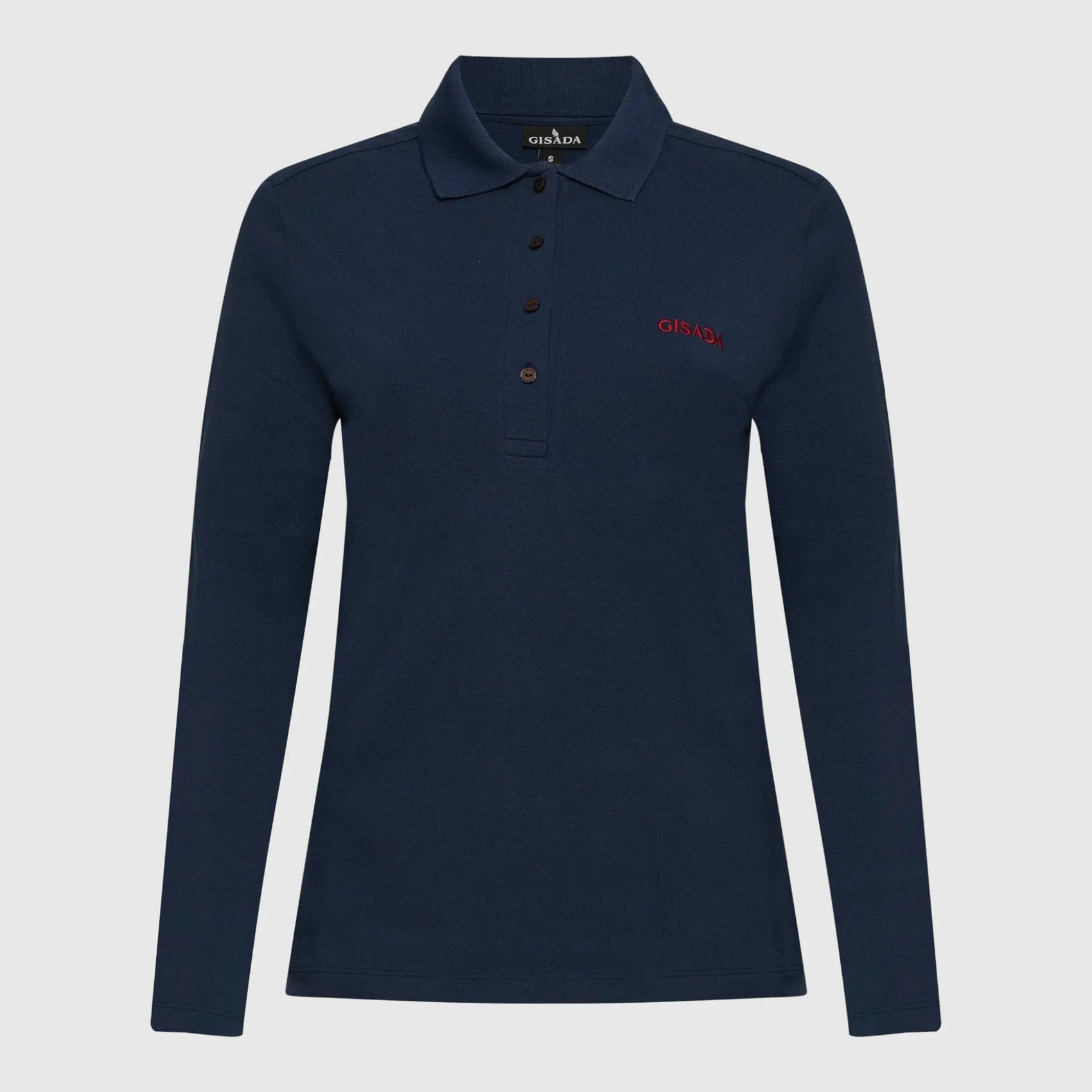 Slim Fit Long Sleeves Polo in Interlock Piquet with Embroidery Gisada Logo Gisada Polo