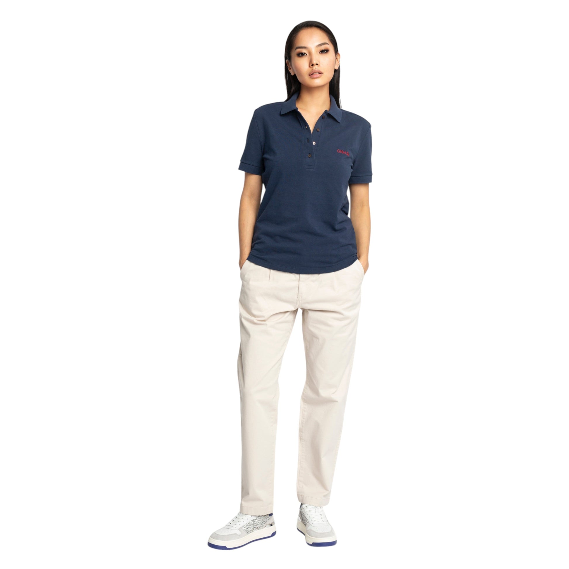 Slim Fit Short Sleeves Polo in Interlock Piquet with Embroidery Gisada Logo Gisada Polo