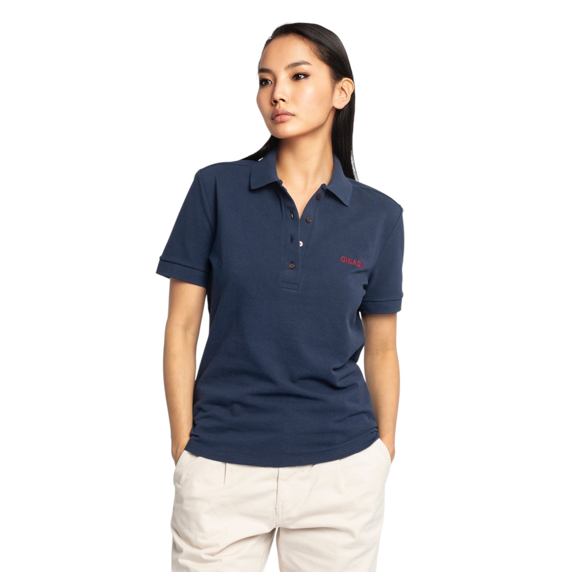 Slim Fit Short Sleeves Polo in Interlock Piquet with Embroidery Gisada Logo Gisada Polo