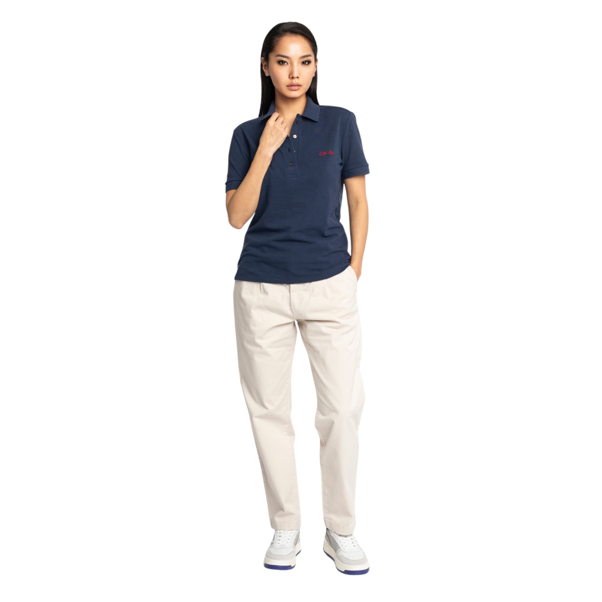 Slim Fit Short Sleeves Polo in Interlock Piquet with Embroidery Gisada Logo Gisada Polo