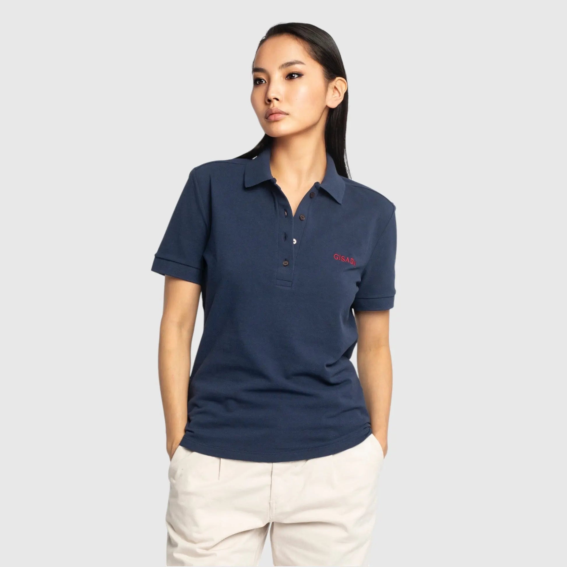 Slim Fit Short Sleeves Polo in Interlock Piquet with Embroidery Gisada Logo Gisada Polo