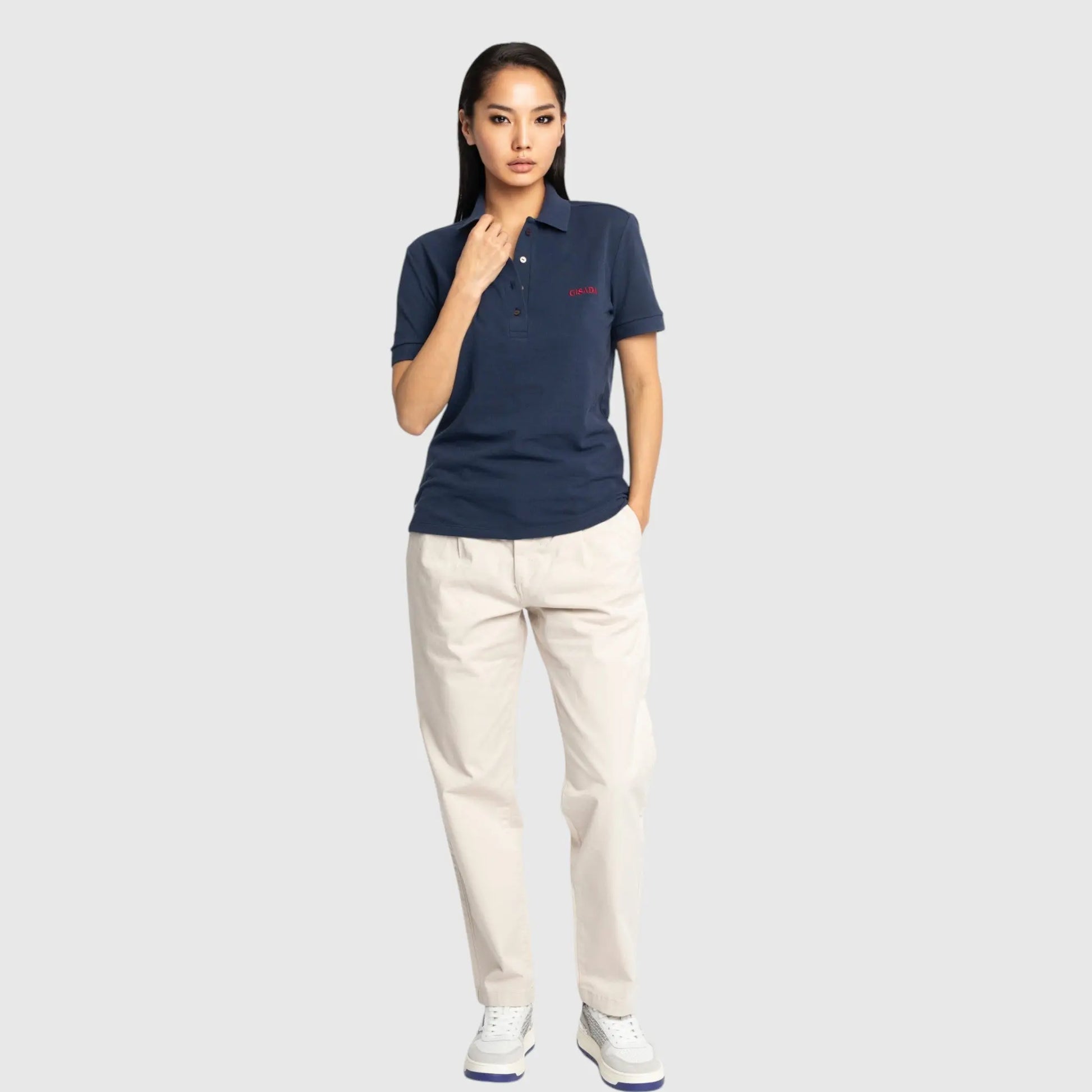 Slim Fit Short Sleeves Polo in Interlock Piquet with Embroidery Gisada Logo Gisada Polo