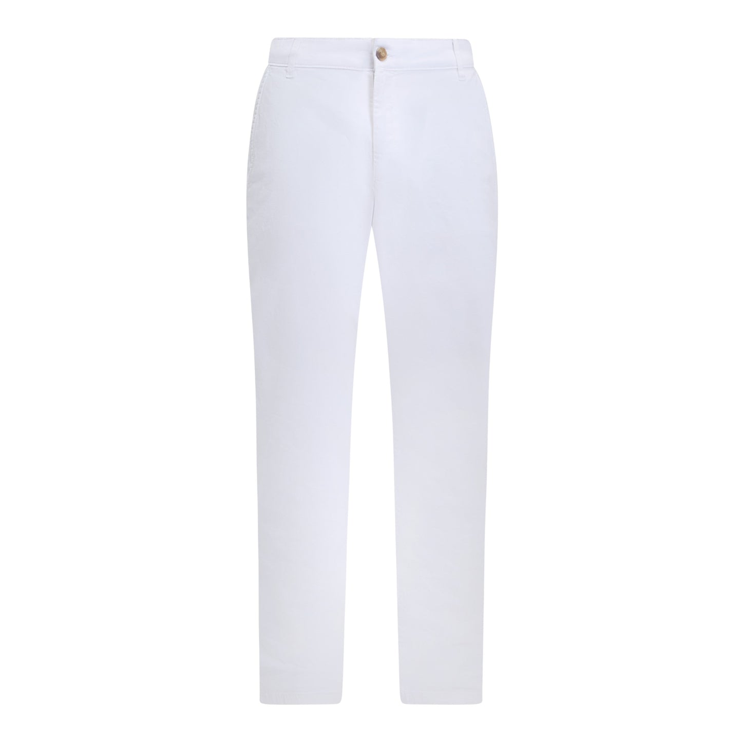 Classic white cotton chinos front view – Gisada straight-leg fit