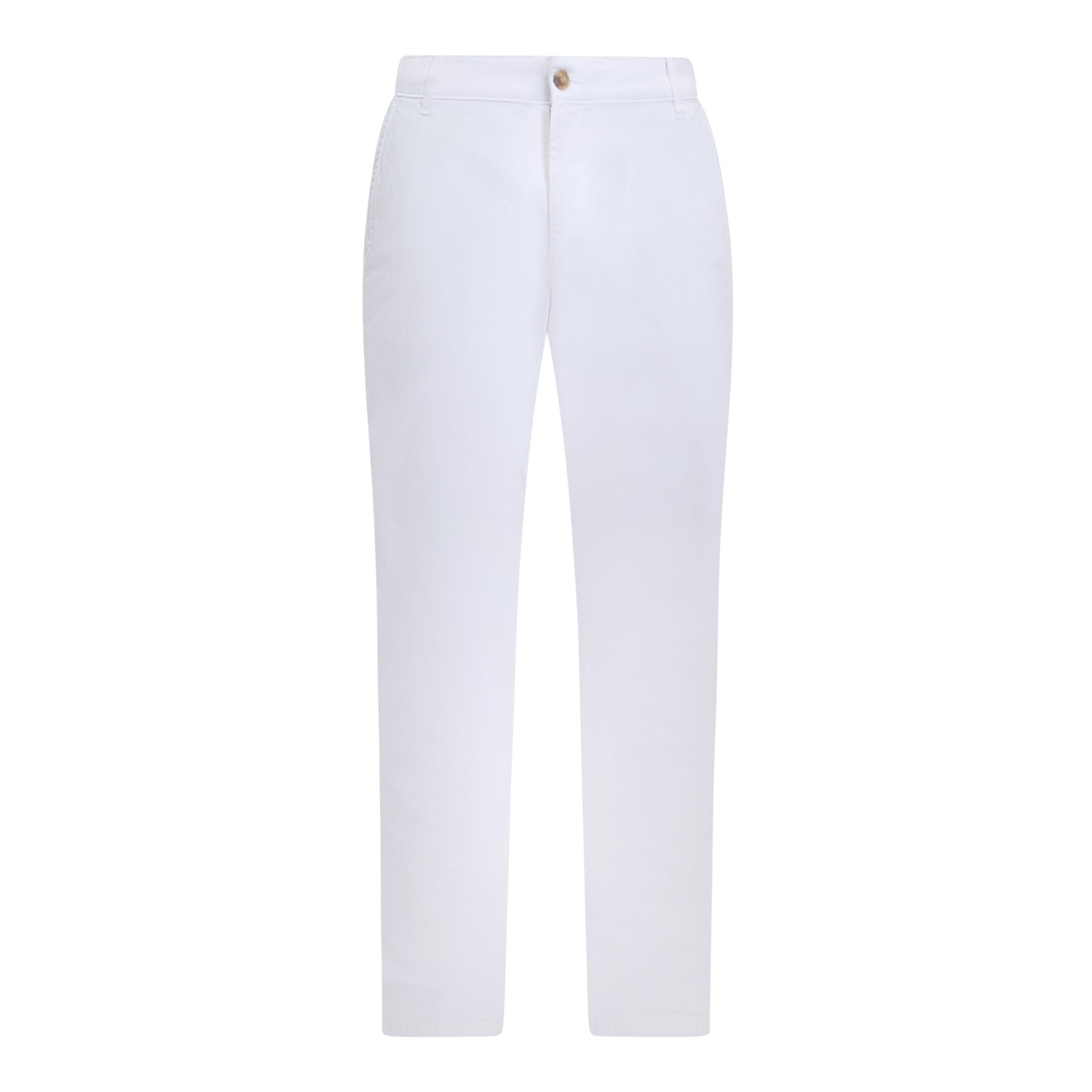 Classic white cotton chinos front view – Gisada straight-leg fit