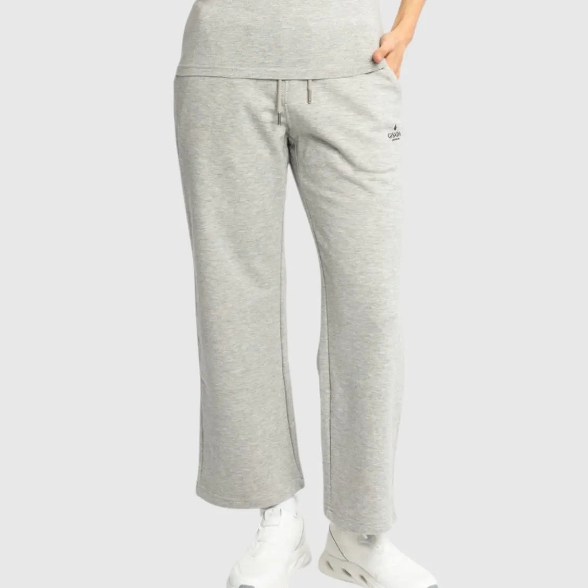Straight Leg Sweatpants in Midweight Cotton with Small Silicon Print Gisada Jogger