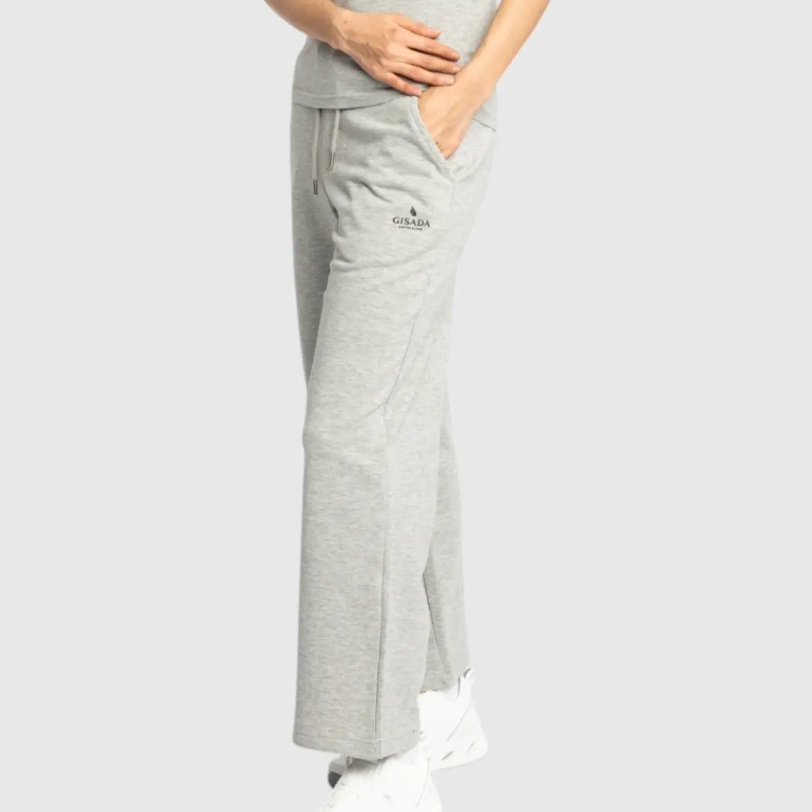 Straight Leg Sweatpants in Midweight Cotton with Small Silicon Print Gisada Jogger