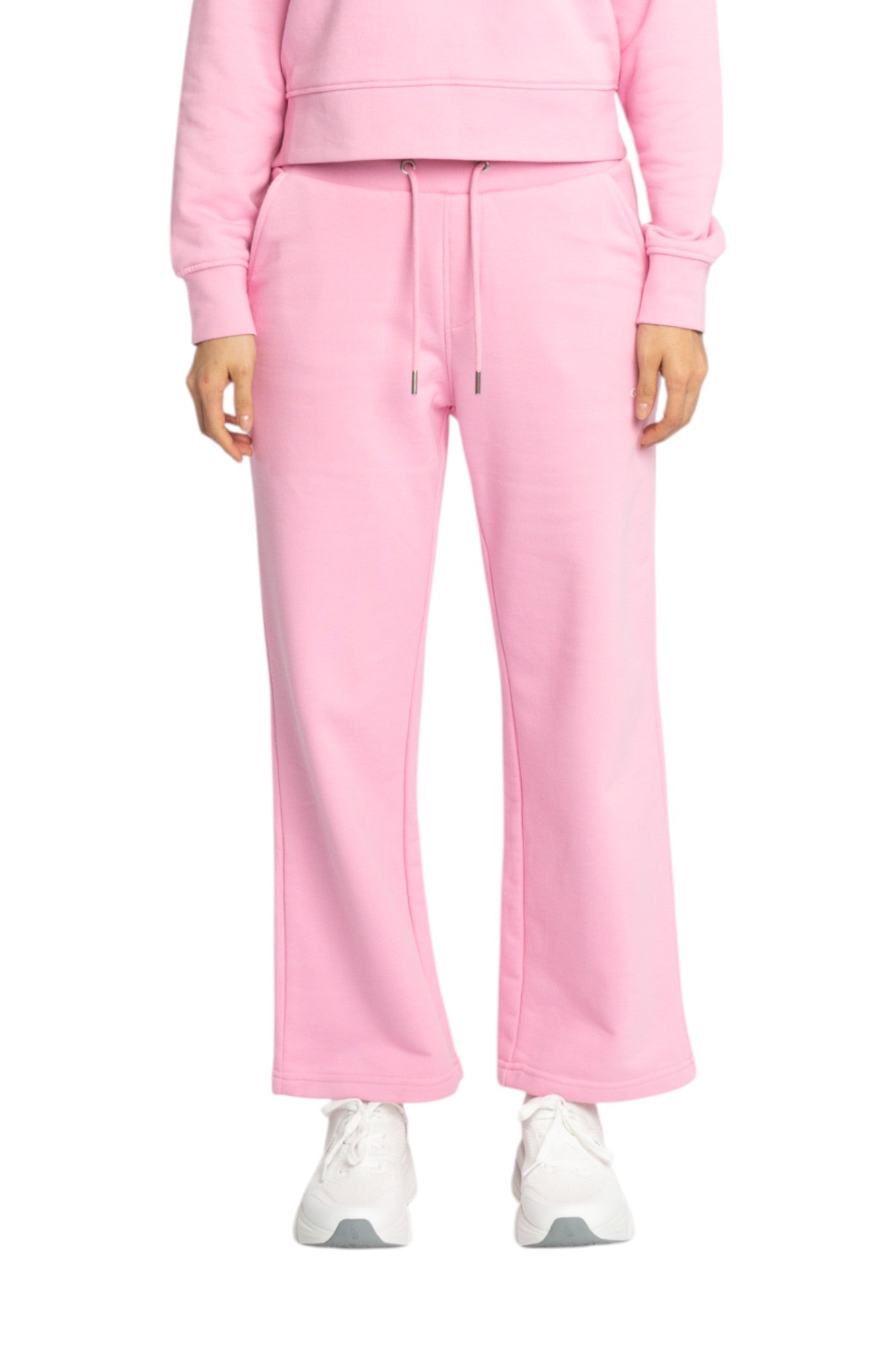 Gerade geschnittene Sweatpants aus mittelschwerer Baumwolle mit kleinem Silikondruck