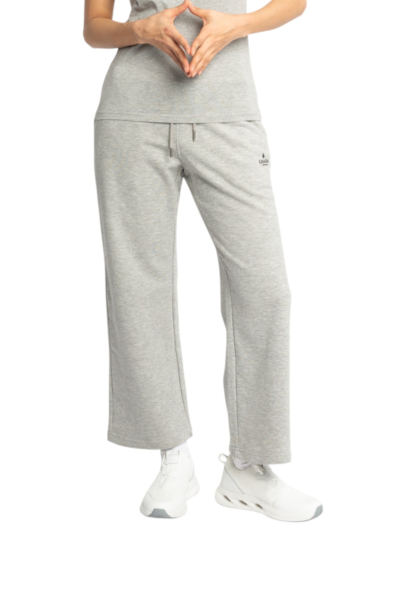Gerade geschnittene Sweatpants aus mittelschwerer Baumwolle mit kleinem Silikondruck