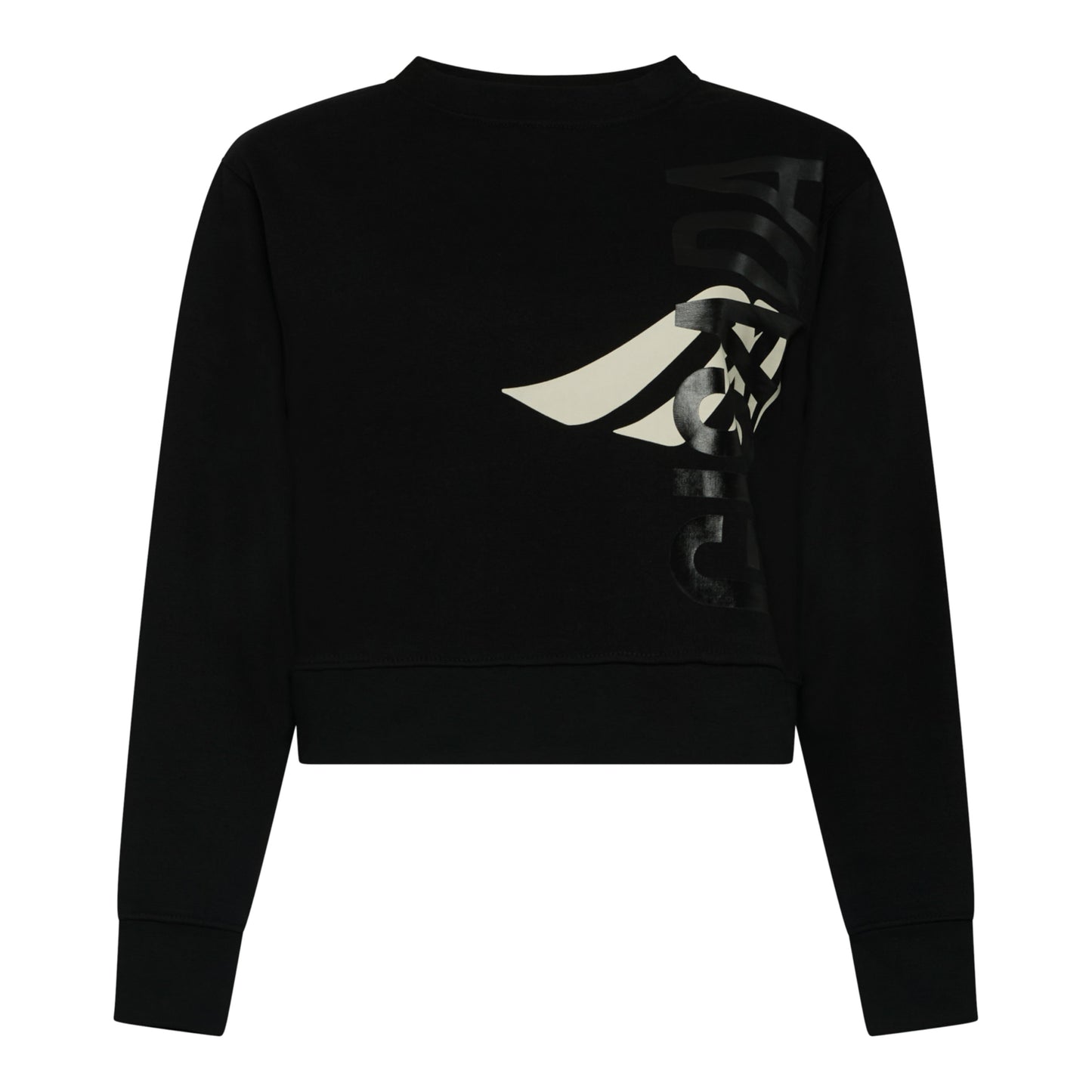 Crop Sweatshirt in Midweight Cotton with Vertical Silicon Print