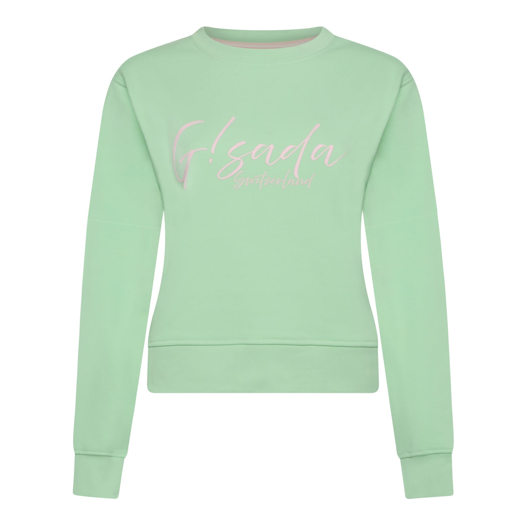 Crop-Sweatshirt aus mittelschwerer Baumwolle mit kursivem Flockdruck