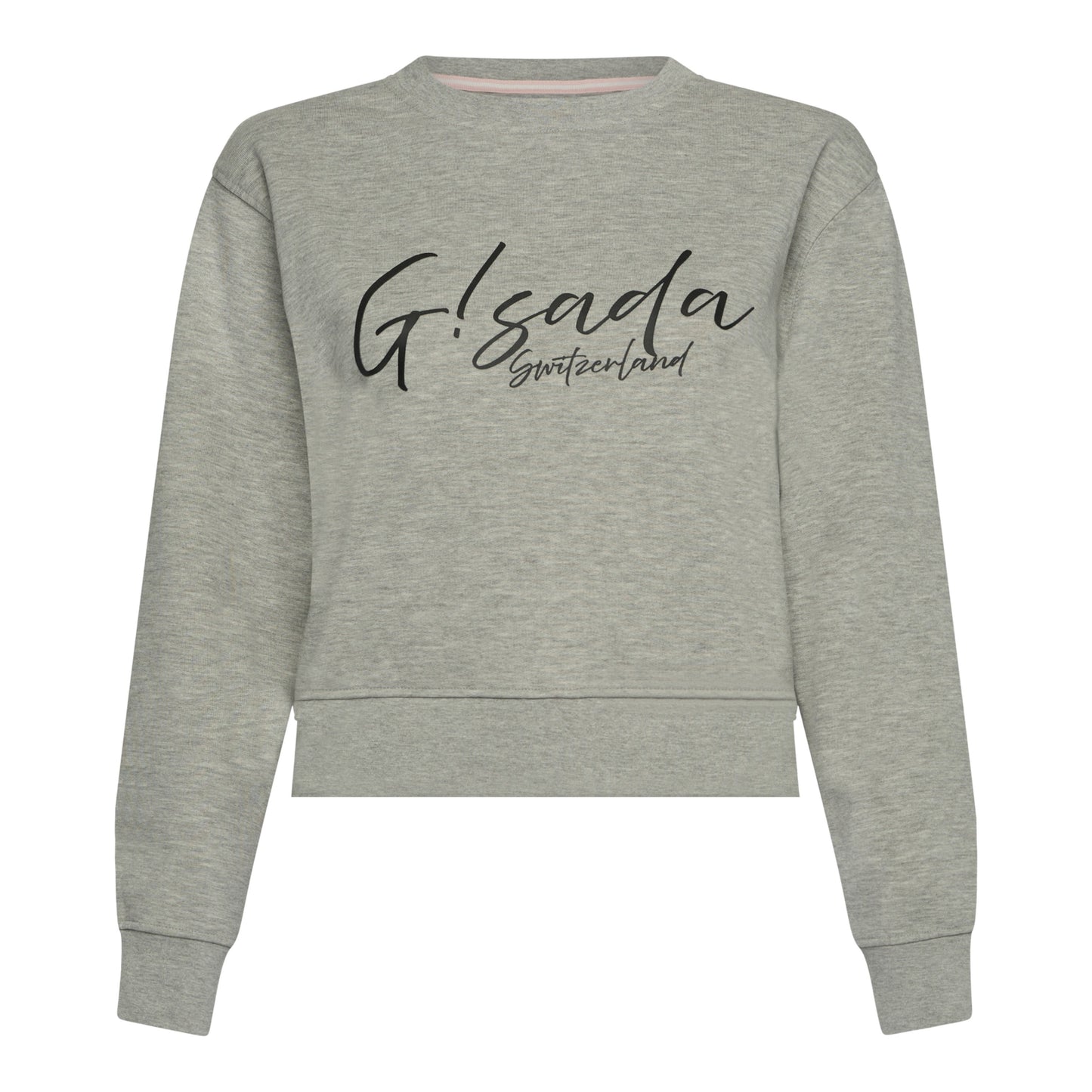 Crop-Sweatshirt aus mittelschwerer Baumwolle mit kursivem Flockdruck