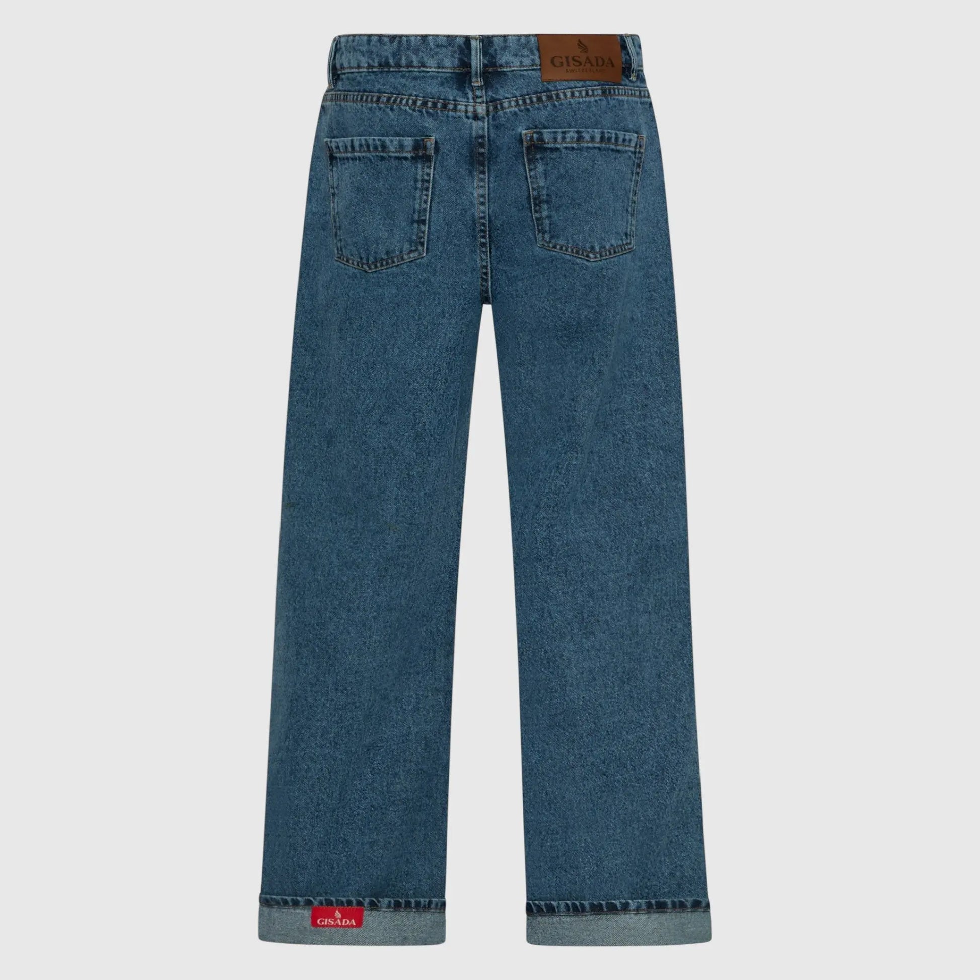 Wide Leg Denim Jeans with Inside Bottom Label Gisada Jeans