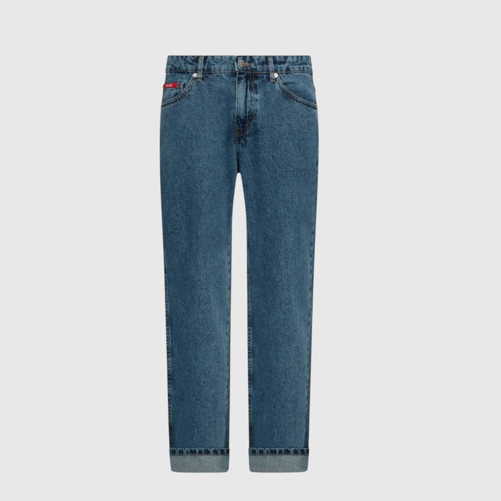 Wide Leg Denim Jeans with Inside Bottom Label - Gisada.com