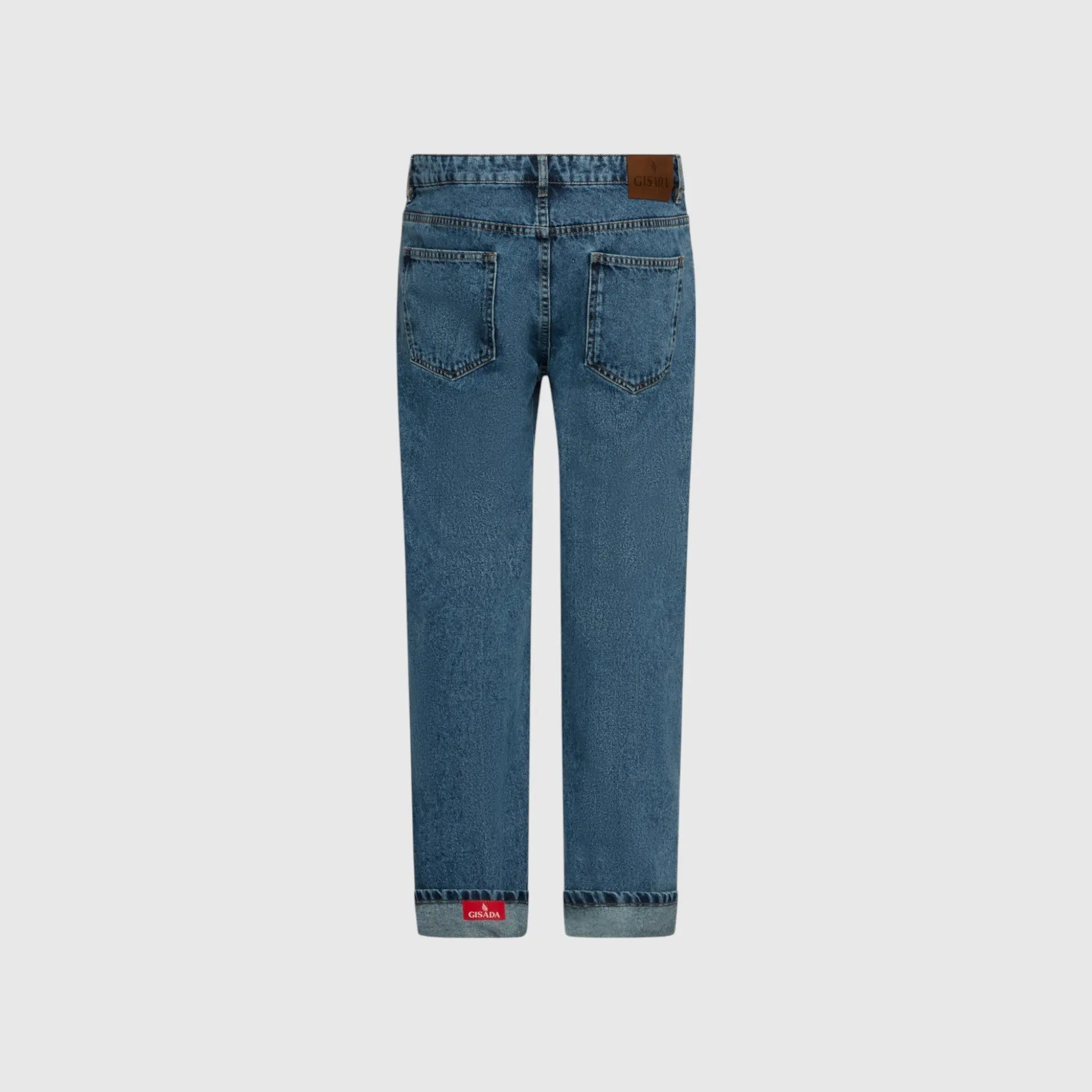 Wide Leg Denim Jeans with Inside Bottom Label - Gisada.com
