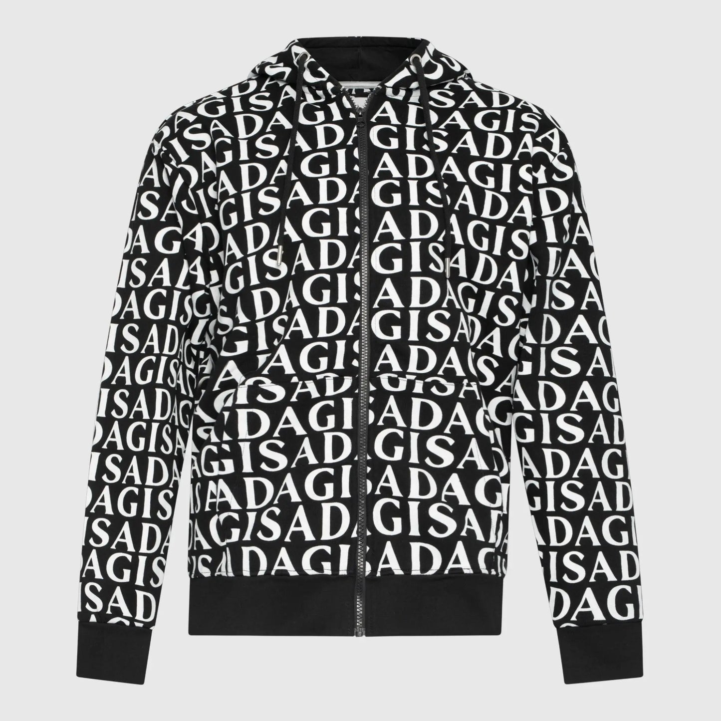 Zip-Up Hoodie in Midweight Cotton with Allover Print Gisada Hoodie