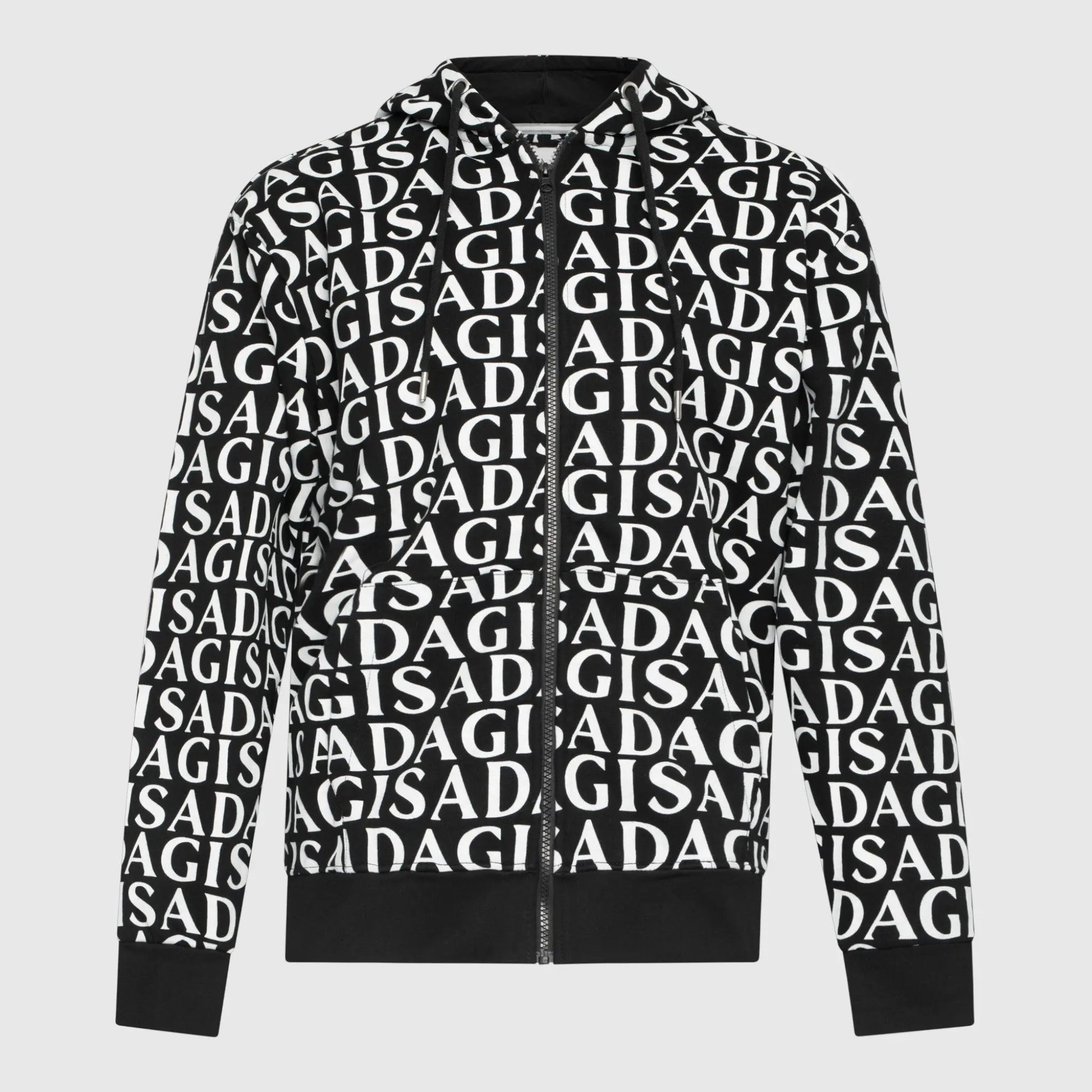 Zip-Up Hoodie in Midweight Cotton with Allover Print Gisada Hoodie