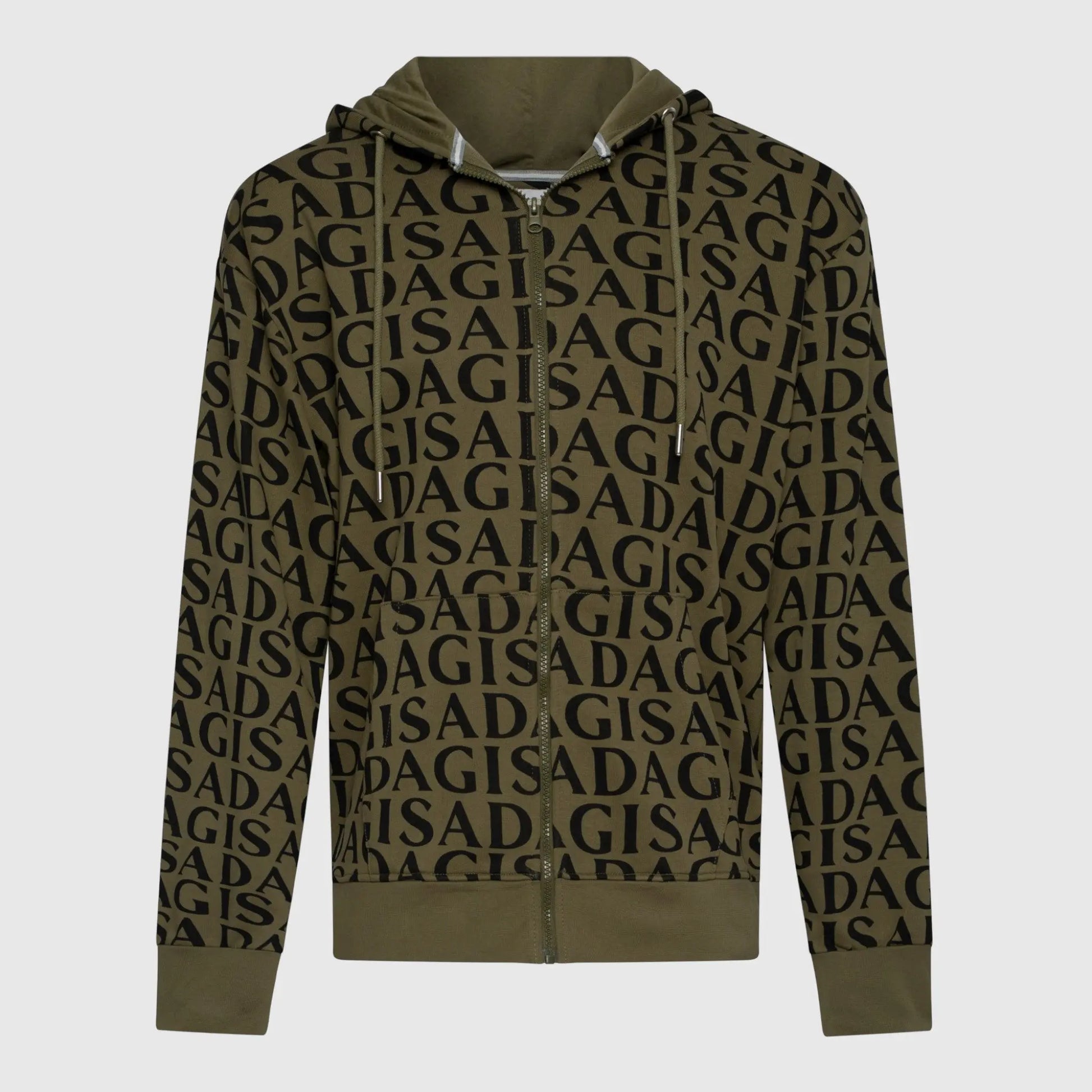 Zip-Up Hoodie in Midweight Cotton with Allover Print Gisada Hoodie