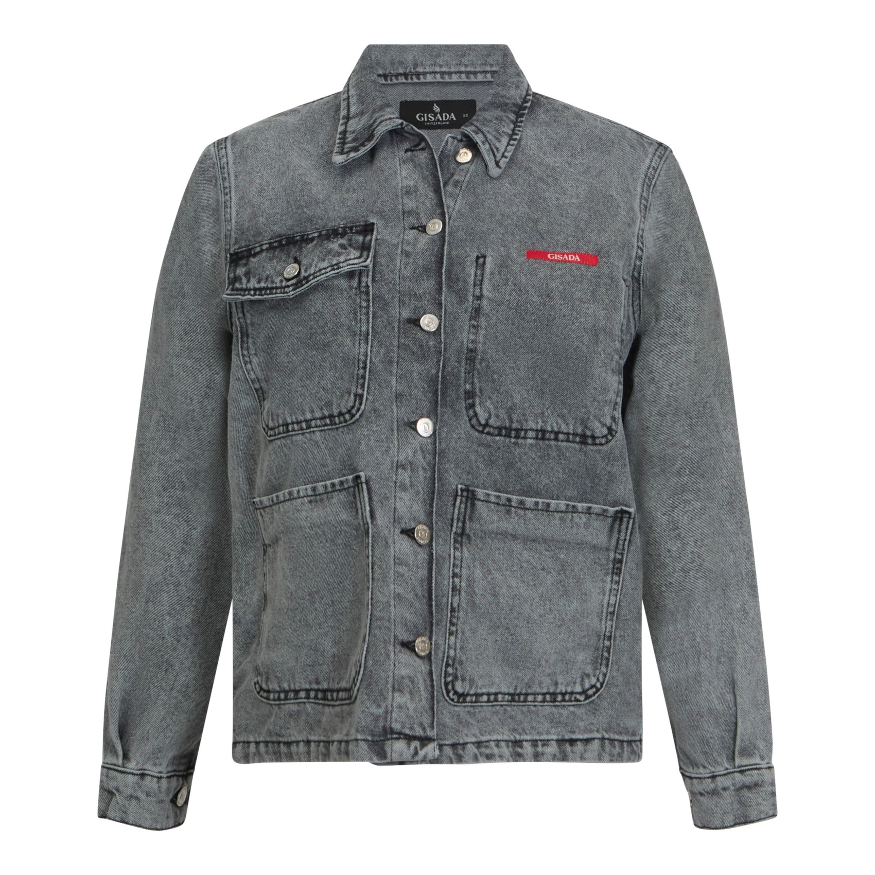 Boxy Denim Jacket with Minilabel Patch - Gisada.com