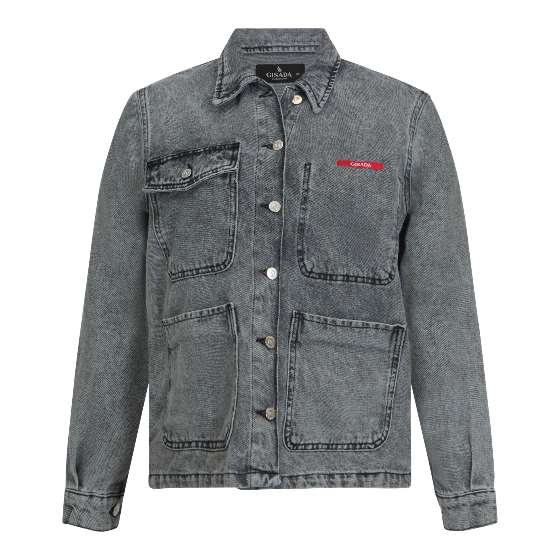 Boxy Denim Jacket with Minilabel Patch - Gisada.com