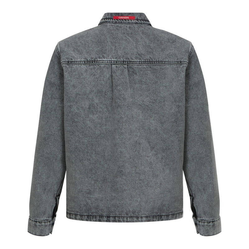 Boxy Denim Jacket with Minilabel Patch - Gisada.com