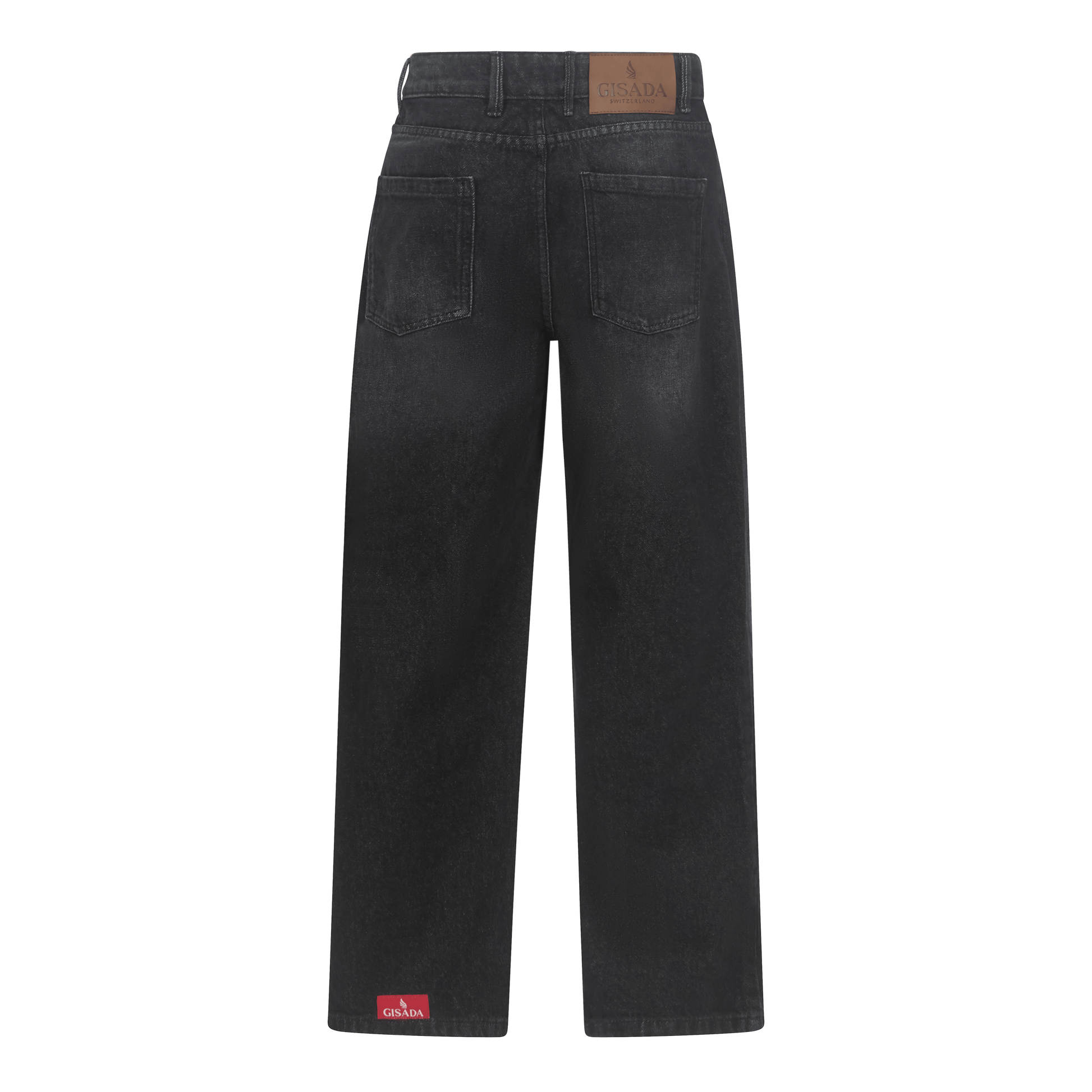 Boyfriend Crop Denim Jeans with Bottom Label - Gisada.com