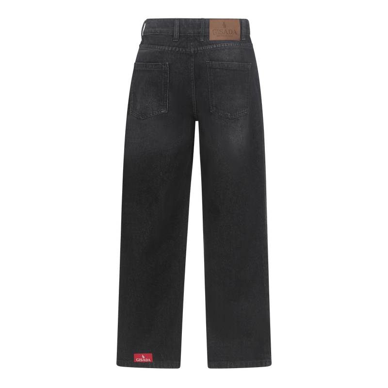 Boyfriend Crop Denim Jeans with Bottom Label - Gisada.com
