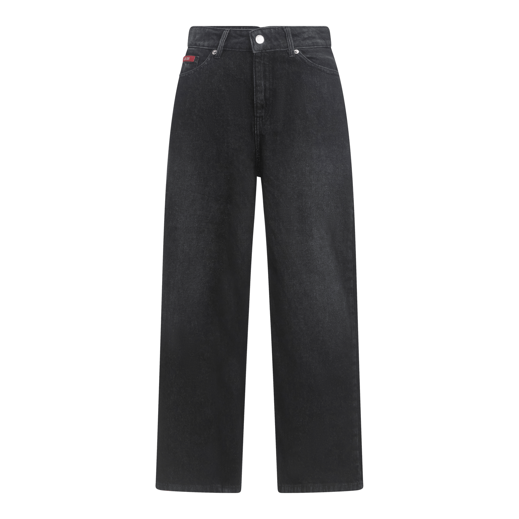 Boyfriend Crop Denim Jeans with Bottom Label - Gisada.com