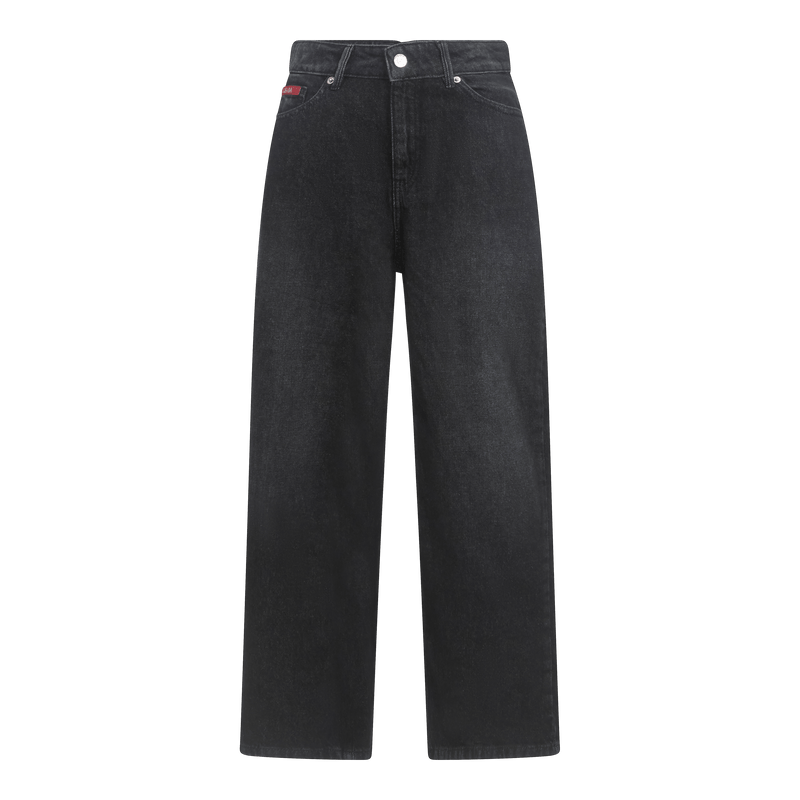 Boyfriend Crop Denim Jeans with Bottom Label - Gisada.com