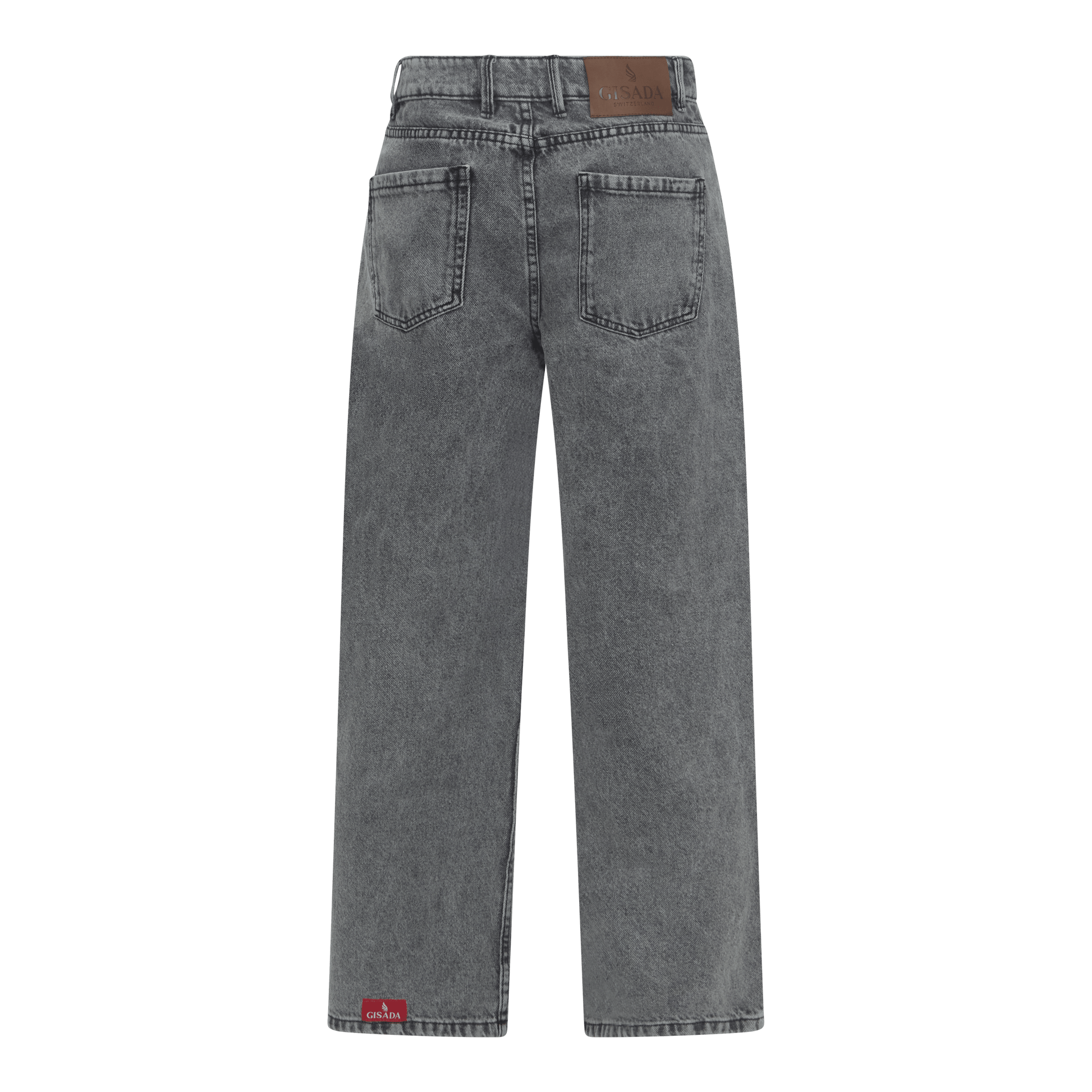 Boyfriend Crop Denim Jeans with Bottom Label - Gisada.com