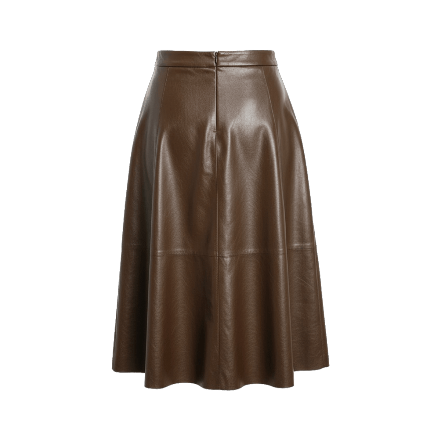 Chocolate Lamb Leather A‑Line Long Skirt - Gisada.com