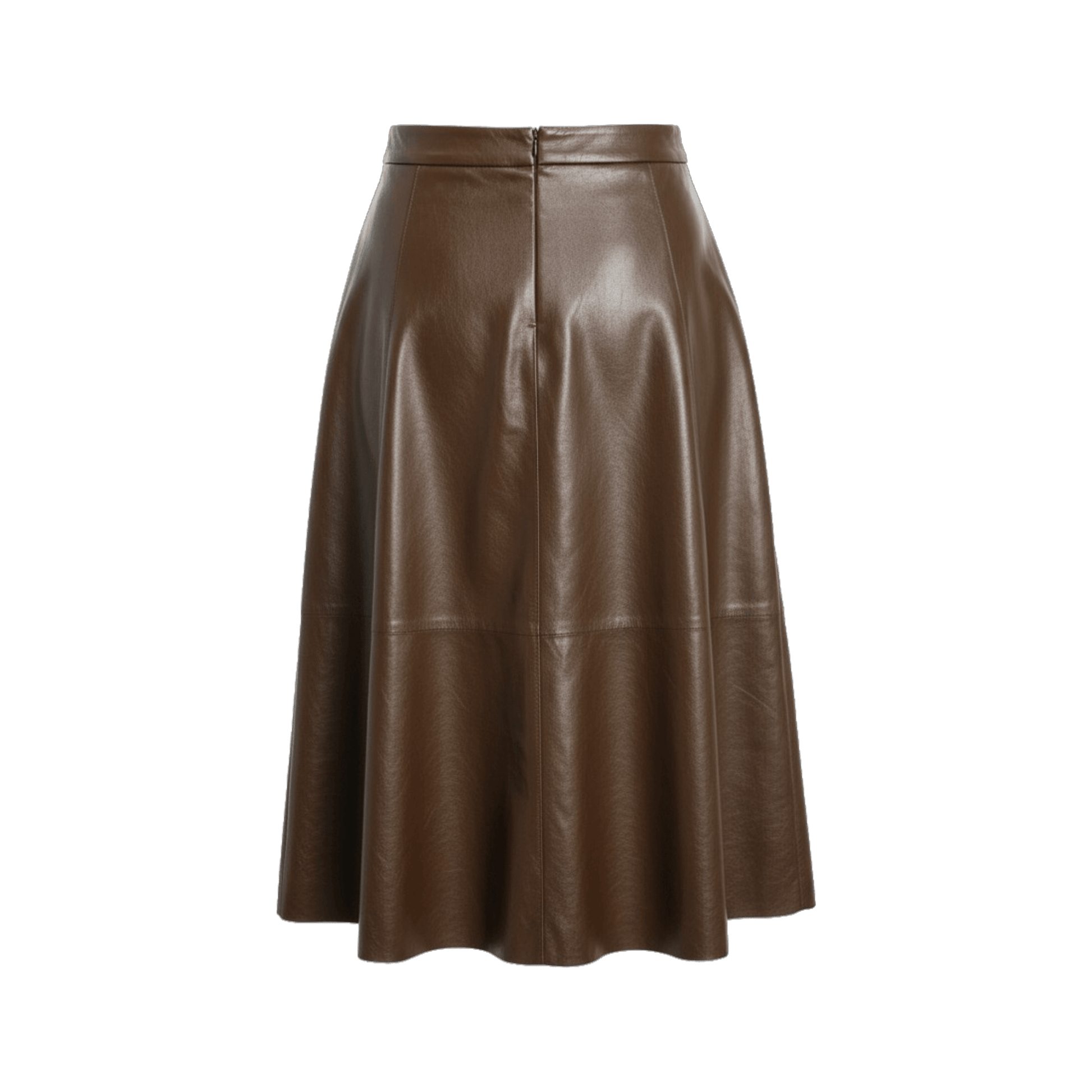 Chocolate Lamb Leather A‑Line Long Skirt - Gisada.com