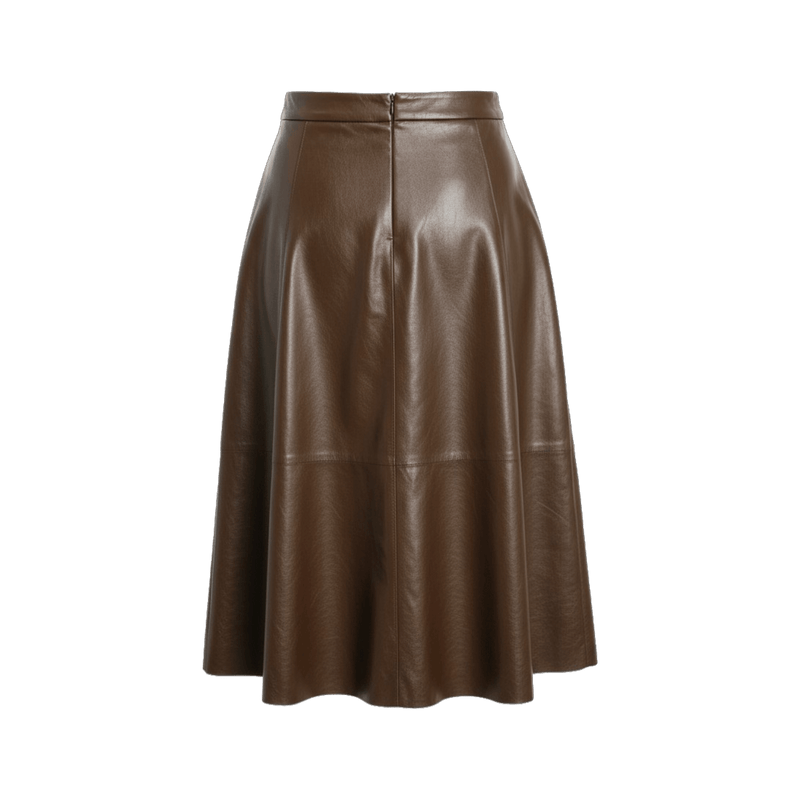 Chocolate Lamb Leather A‑Line Long Skirt - Gisada.com