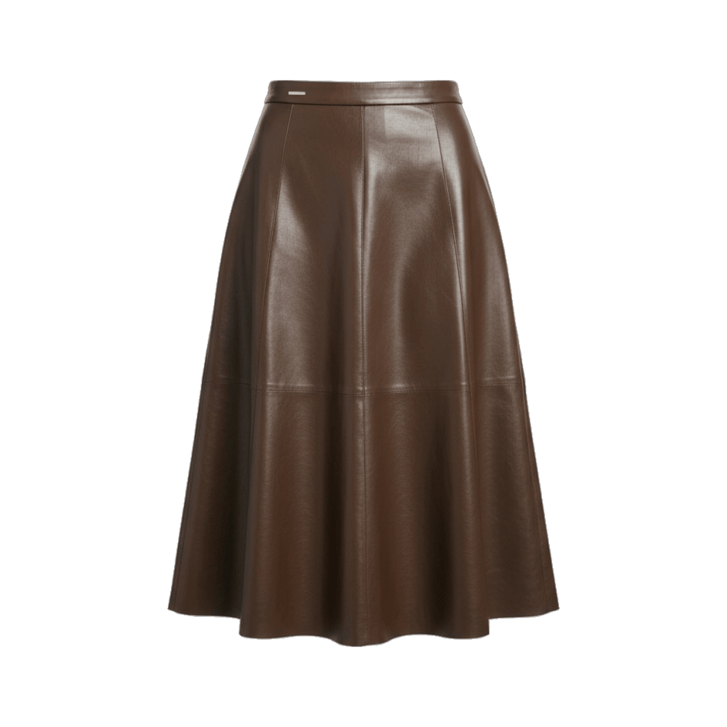 Chocolate Lamb Leather A‑Line Long Skirt - Gisada.com