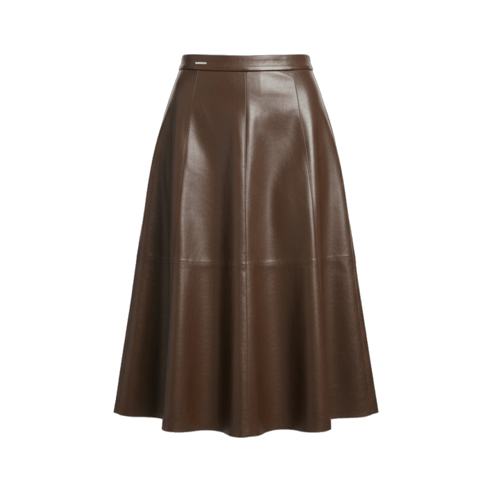 Chocolate Lamb Leather A‑Line Long Skirt - Gisada.com