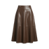 Chocolate Lamb Leather A‑Line Long Skirt - Gisada.com
