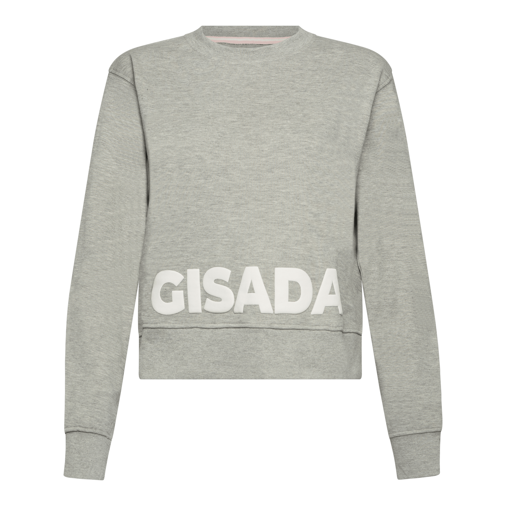 Crop Fit Sweatshirt in Midweight Cotton with Puff Print - Gisada.com