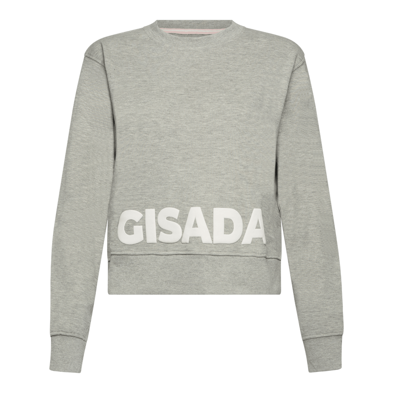 Crop Fit Sweatshirt in Midweight Cotton with Puff Print - Gisada.com